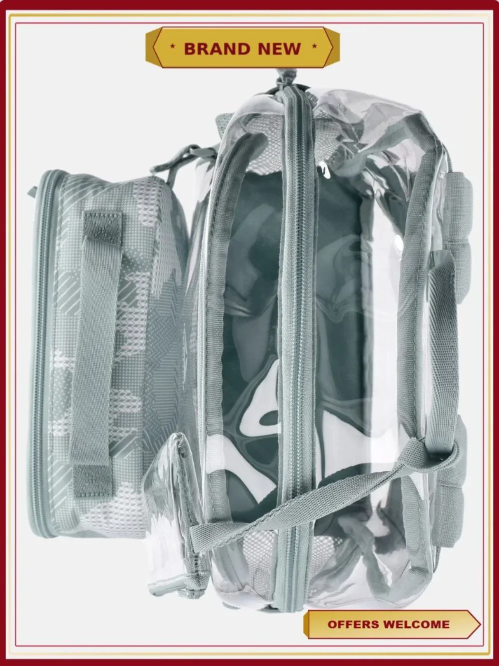 Clear Backpack Lunch Bag and Pencil Case Set 3-Piece for School